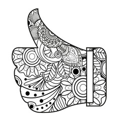 Vector illustration of black and white like icon mandala for coloring book, icona like mandala da colorare vettoriale