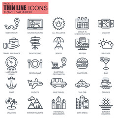 Thin line travel and tourism icons