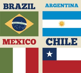 countries flags of latin america. colorful design. vector illustration