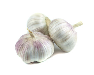Three garlics isolated on white background