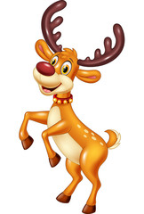 Naklejka premium Cartoon baby deer jumping