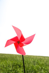 red pinwheel on the field
