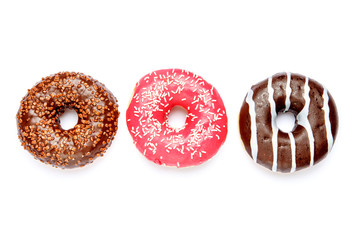 three Donuts isolated on white