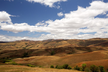 Fototapeta na wymiar wavy deforested landscape of northwest Madagascar