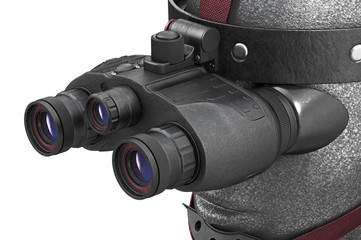 Night vision army equipment infantry wearing, close view. 3D rendering