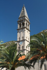 Fototapeta na wymiar bell tower of the church of St. Nicholas in Perast. Montenegro