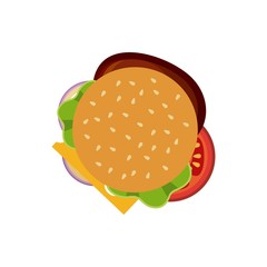hamburger with vegetables icon over white background. colorful design. top view. vector illustration