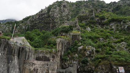 Fototapeta na wymiar Montenegro,Kotor, the walls of the old fortress 