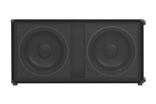 Speaker audio loud black professional electronic, front view. 3D rendering