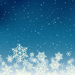 Fototapeta na wymiar Winter xmas new year background with snowflakes. Xmas season design banner