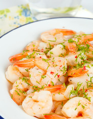 shrimps cooked with garlic and dill