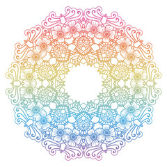 Round rainbow mandala background.