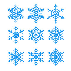 Snowflakes vector set. Vector pack of snowflakes design templates. Winter decoration elements