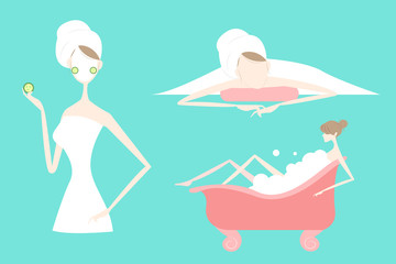 Naklejka premium cartoon woman with spa