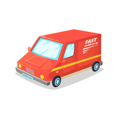 Fast delivery van. Fast delivery truck.Cartoon vector illustration