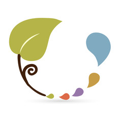 Leaf and colorful water drop icon, abstract symbol