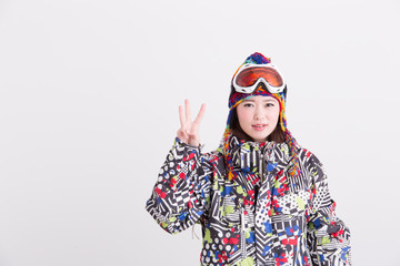 ウィンタースポーツ・女性(白バック)