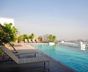 Poolside on top of building