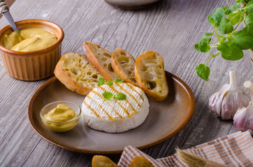 Grilled camembert with dijon mustard