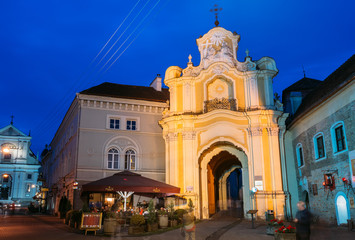 Fototapeta na wymiar Vilnius Lithuania. Baroque Gate Of Basilian Monastery In Evening