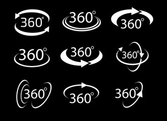 Collection of Angle 360 degrees sign icon, Geometry math symbol.