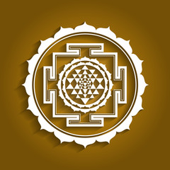Lotus Sriyantra Design, Hindu Religious Shree Yantra Symbol, Hinduism Vector Art, Spiritual Shreeyantra Sign