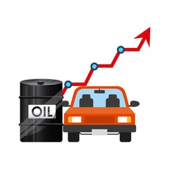 oil barrel and car vehicle icon over white background. colorful design. vector illustration