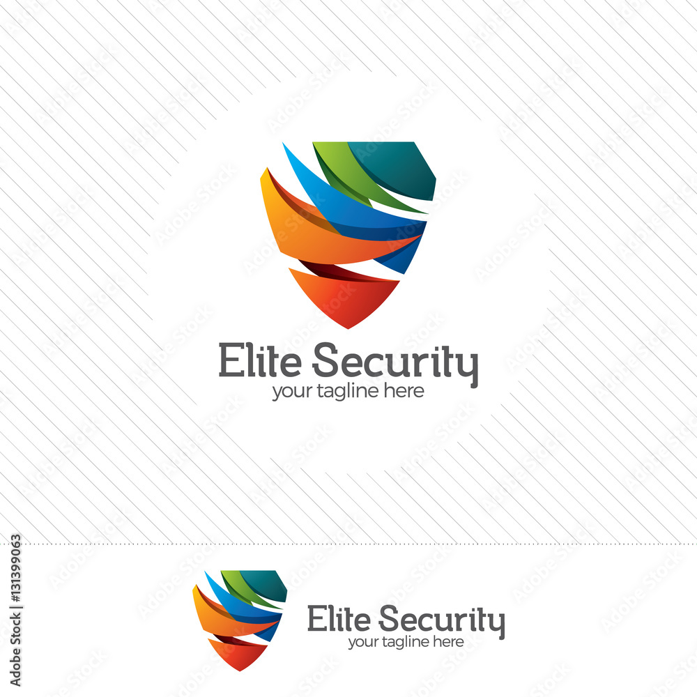 Poster shield security logo design vector. security guard symbol icon.