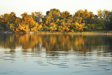 Fototapeta na wymiar Narew river in Modlin. Nowy Dwor Mazowiecki. Poland