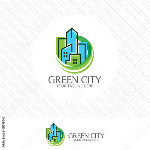 Abstract Green City Building Logo Design Concept Symbol Icon Of Abstract Green City Building Logo Design Concept Symbol Icon Of Residential Apartment And Landscape