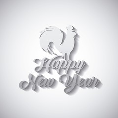 Happy new year card with rooster icon over white background. colorful design. vector illustration
