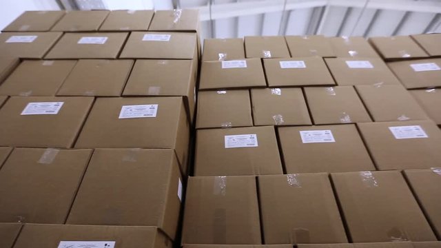 cardboard boxes in warehouse