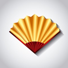 chinese fan accessory icon over white background. colorful design. vector illustraiton