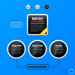 Corporate business organization chart template on bright blue background. Useful for presentations and advertising.