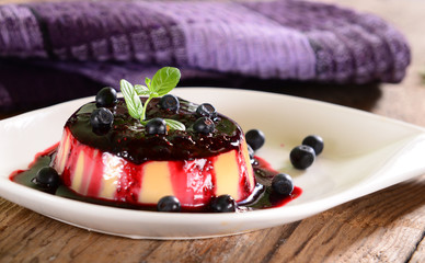 Panna cotta with blueberries