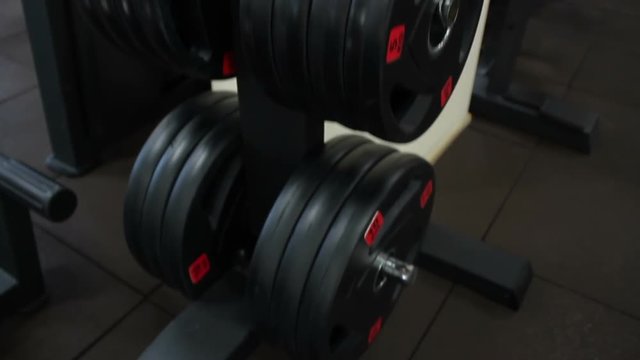 Rack with a weight plate In training gym