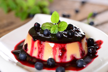 Panna cotta with blueberries