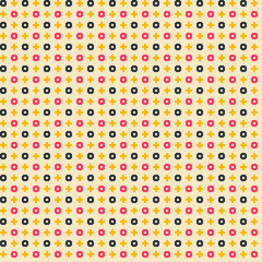 Cute pixelated pattern with simple geometric shapes. Useful for textile and interior design.