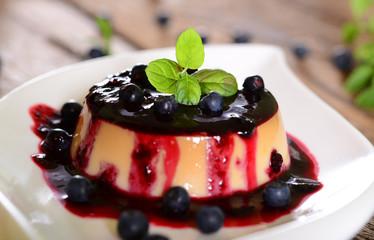 Panna cotta with blueberries