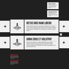 Monochrome options template in strict contrast style. Useful for presentations and web design.