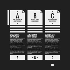 Monochrome options template in strict contrast style. Useful for presentations and web design.