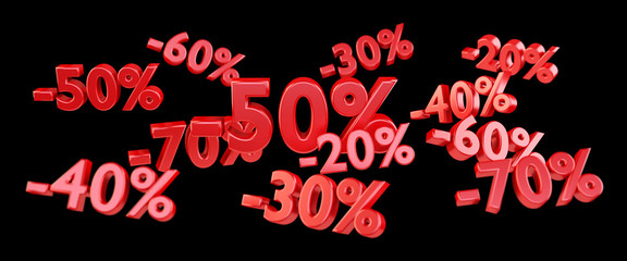 Sales icons floating in the air 3D rendering