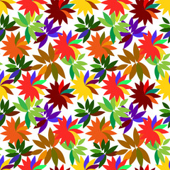 Abstract flowers  with leaves Seamless pattern.Vector illustration.