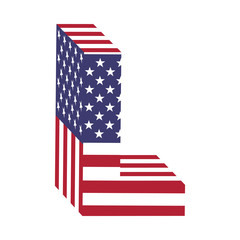 Obraz premium USA flag 3d latin alphabet letter L. Textured font