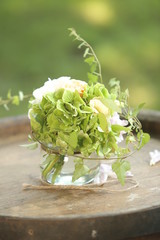 Wedding bouquet with white and green flowers