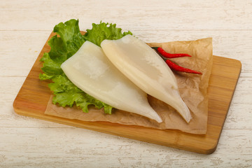 Raw squid fillet