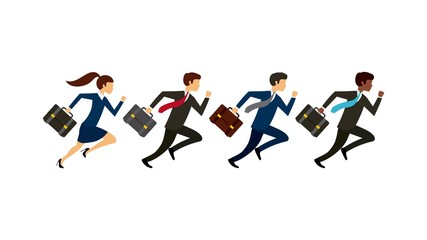 Fototapeta na wymiar businessmen and women running over white background. colorful design. vector illustration