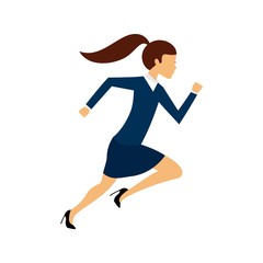 business woman running icon over white background. competitive business cocept. colorful design. vector illustration