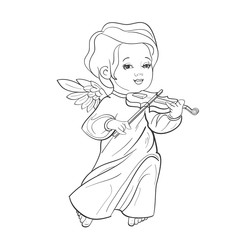 Toddler angel making music playing violin