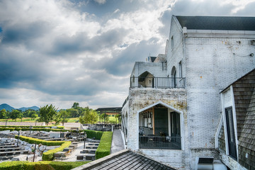 outdoor restaurant in summer garden
